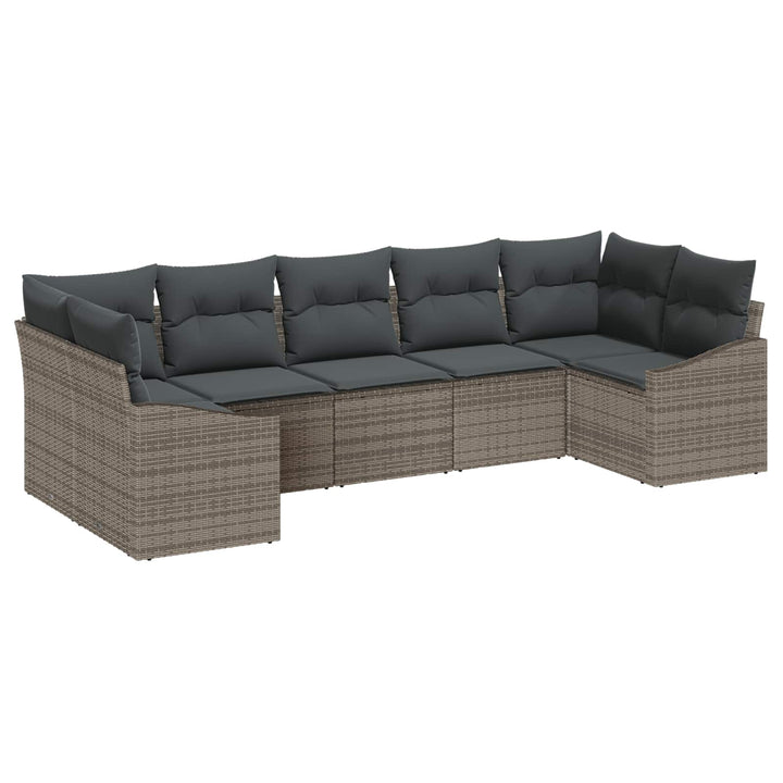 Havesofa Sæt med opbevaring 7 pcs Grå polyrattan