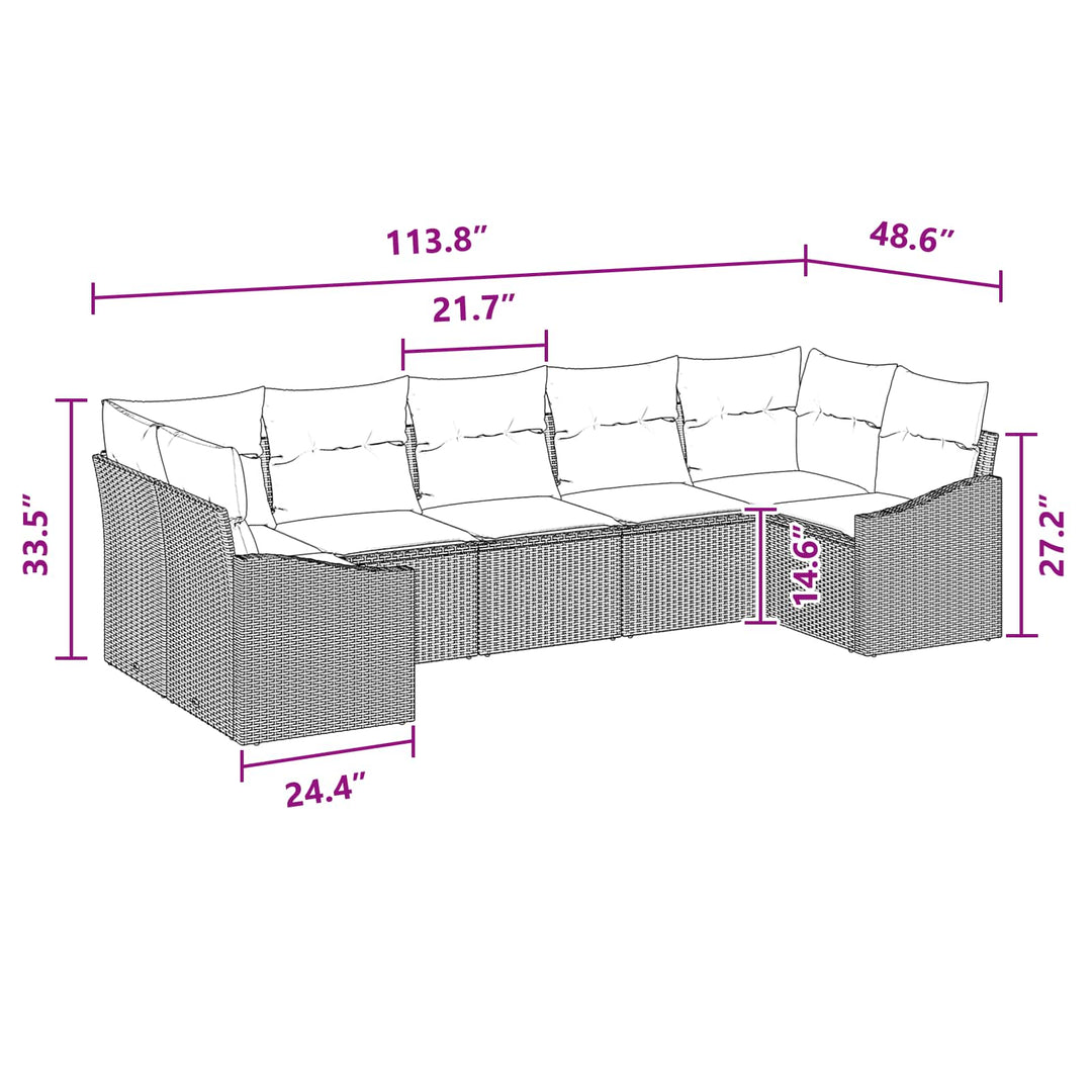 Havesofa Sæt med opbevaring 7 pcs Grå og Marineblå polyrattan