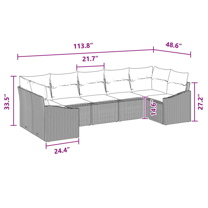 Havesofa Sæt med opbevaring 7 pcs Grå og Marineblå polyrattan
