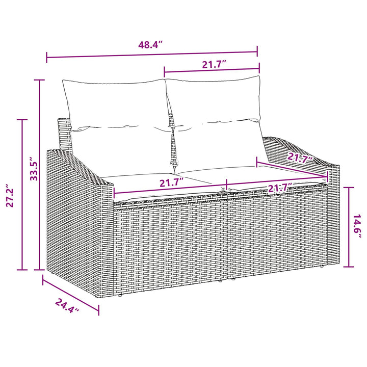 Havesofa Sæt med opbevaring 7 pcs Grå og Marineblå polyrattan