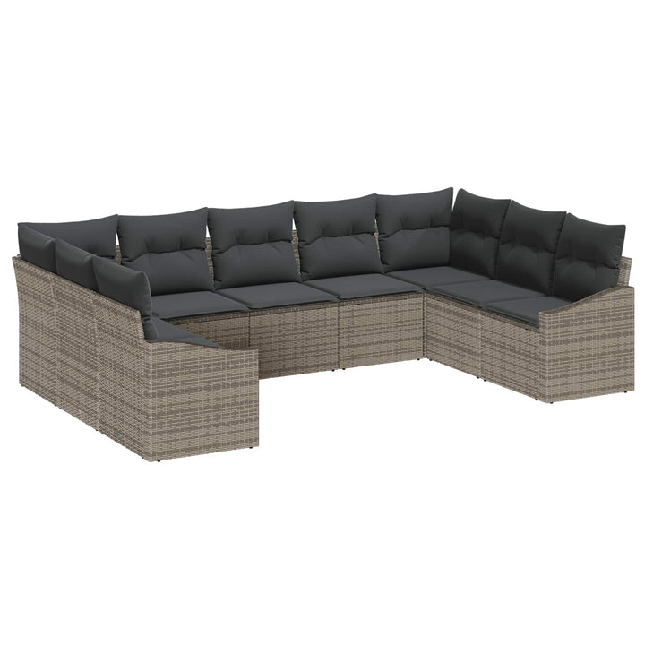 Havesofa Sæt med opbevaring 9 pcs Grå polyrattan