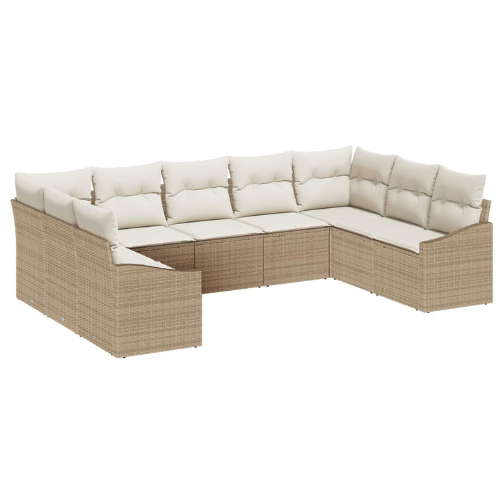 Havesofa Sæt 9 stk. Beige og creme polyrattan