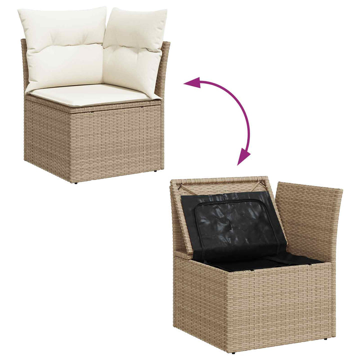 Havesofa Sæt 9 stk. Beige og creme polyrattan