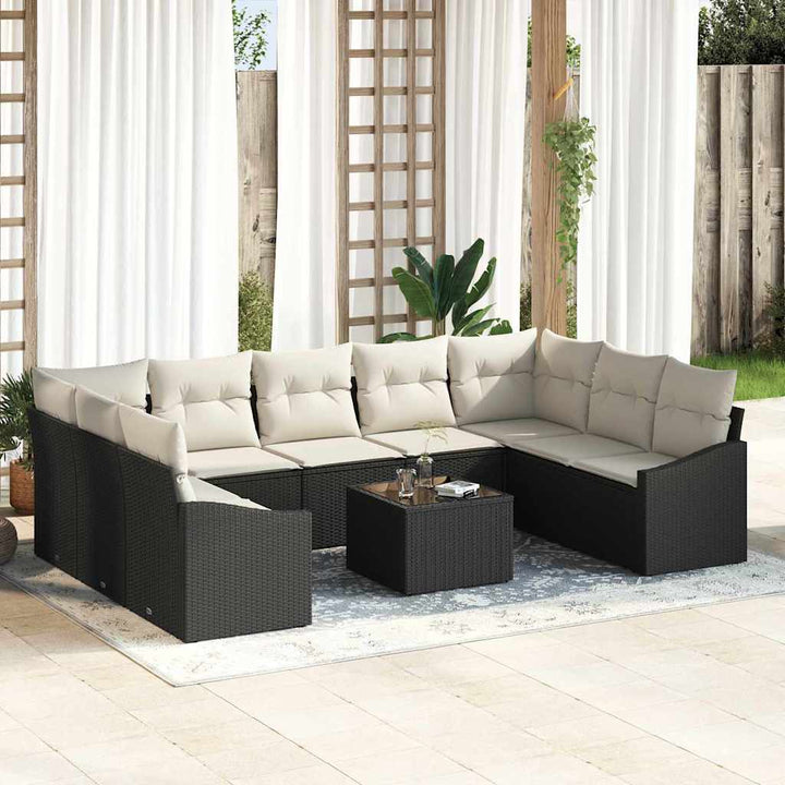 Havesofa Sæt med opbevaring Brun og Creme polyrattan
