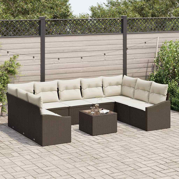 Havesofa Sæt med opbevaring Brun og Creme polyrattan