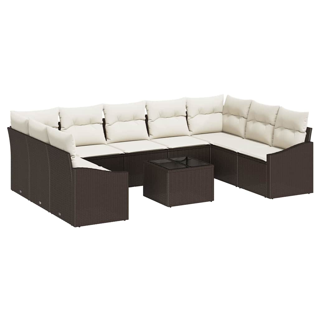 Havesofa Sæt med opbevaring Brun og Creme polyrattan