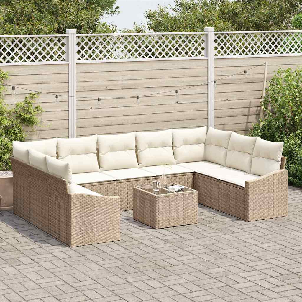 Havesofa Sæt med opbevaring Beige og creme polyrattan