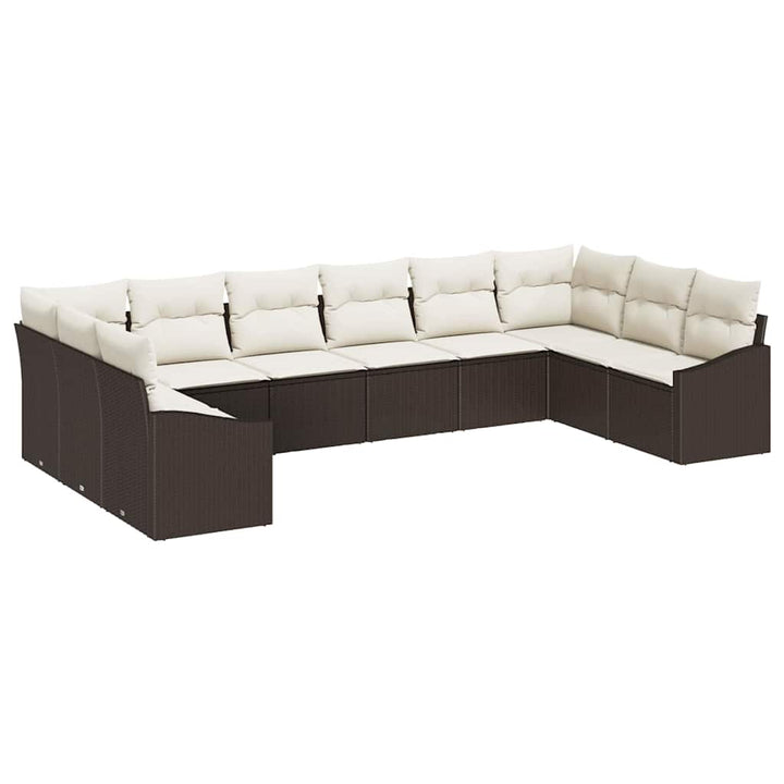 Havesofa Sæt 10 stk. Brun og Creme polyrattan