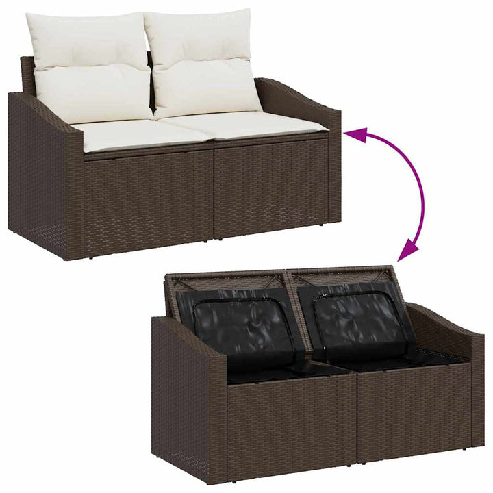 Havesofa Sæt 10 stk. Brun og Creme polyrattan