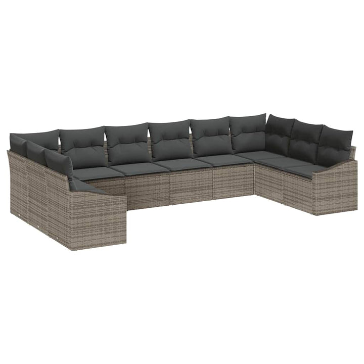 Havesofa Sæt med opbevaring 10 pcs Grå polyrattan