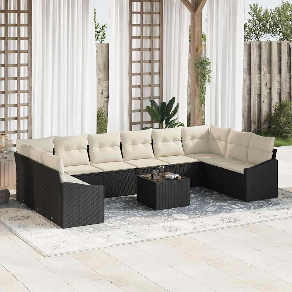 Havesofa Sæt med opbevaring Brun og Creme polyrattan
