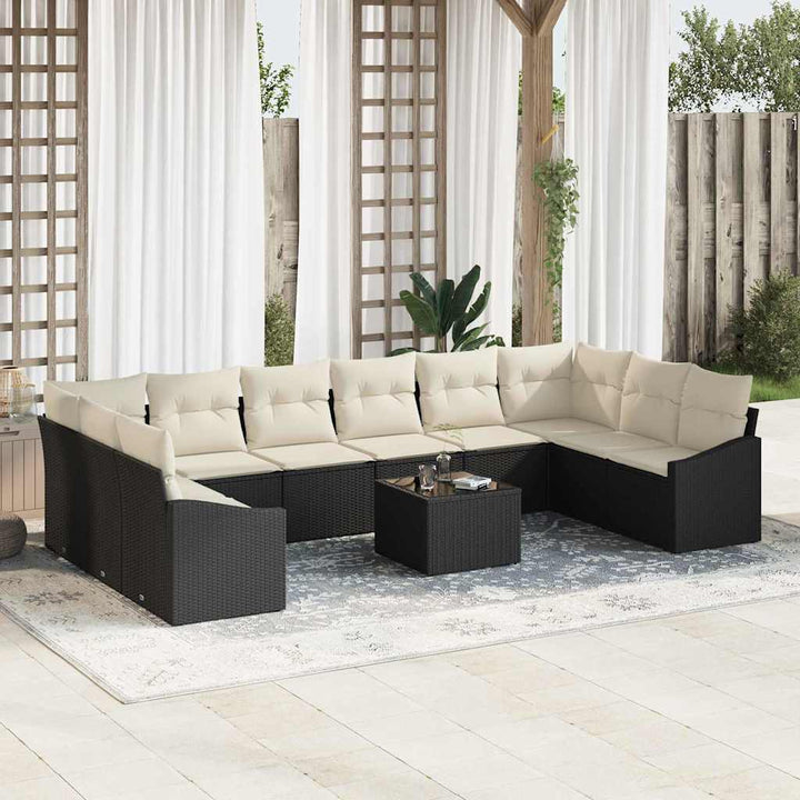 Havesofa Sæt med opbevaring Brun og Creme polyrattan
