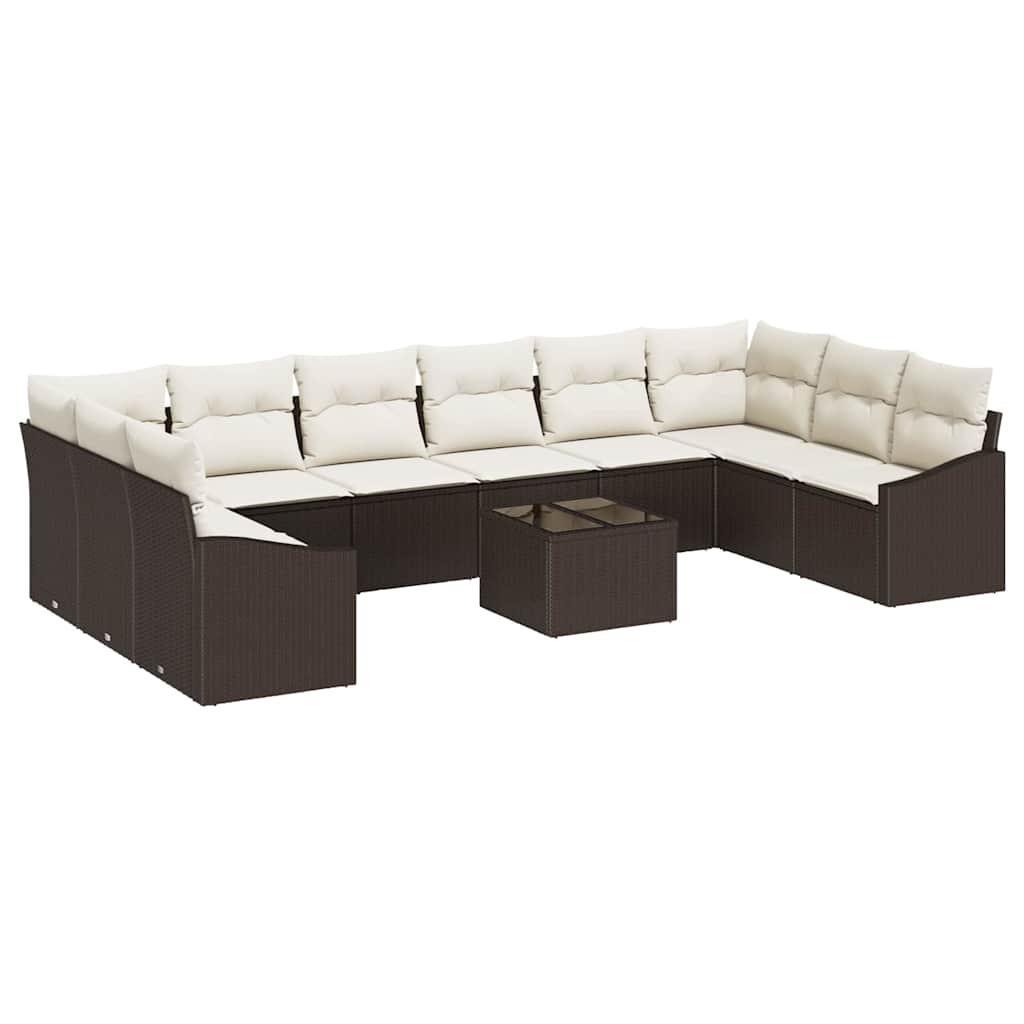 Havesofa Sæt med opbevaring Brun og Creme polyrattan