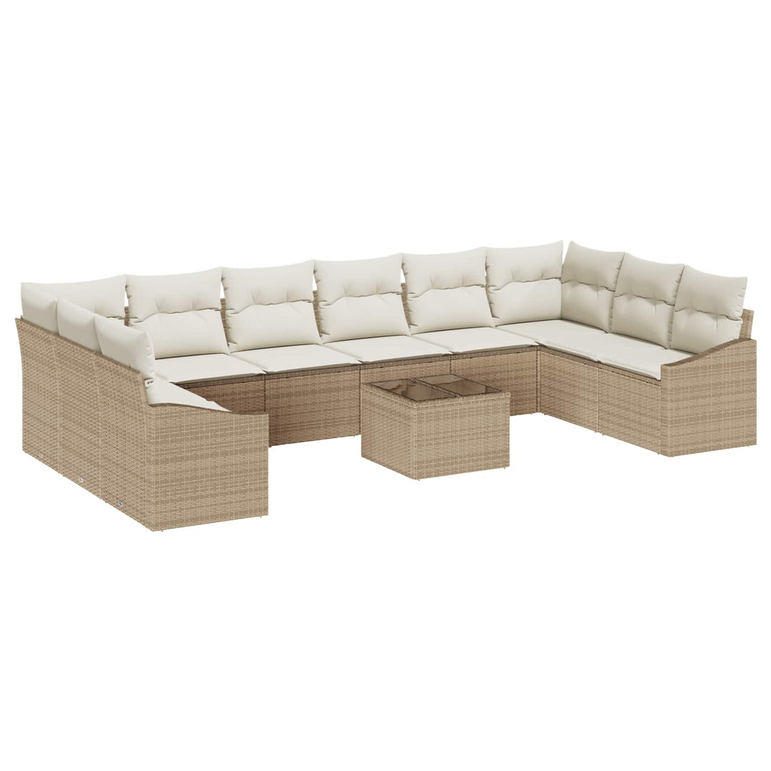 Havesofa Sæt med opbevaring Beige og creme polyrattan
