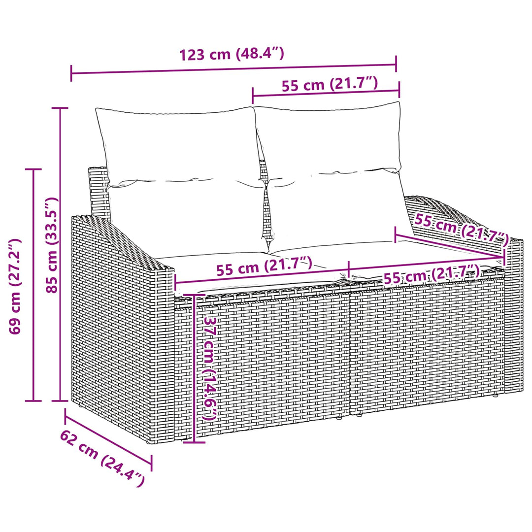 Havesofa Sæt med opbevaring Beige og creme polyrattan