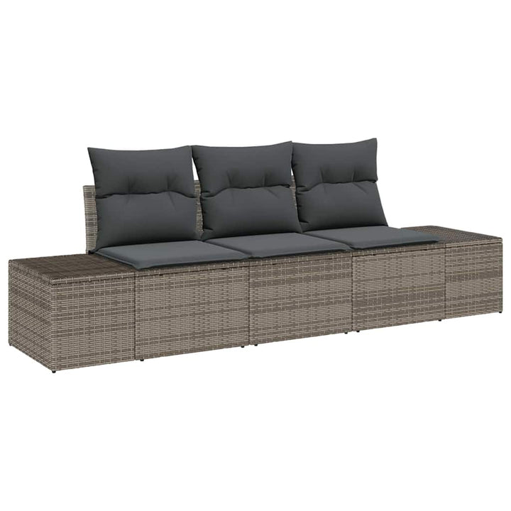 Havesofa Sæt med opbevaring 3 pcs Grå polyrattan