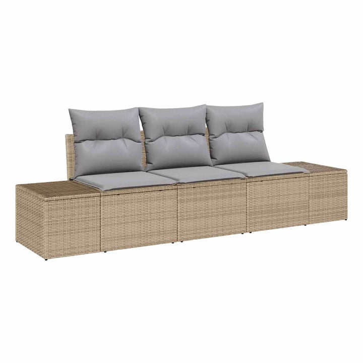 Havesofa Sæt med opbevaring 3 pcs Beige og lys grå polyrattan
