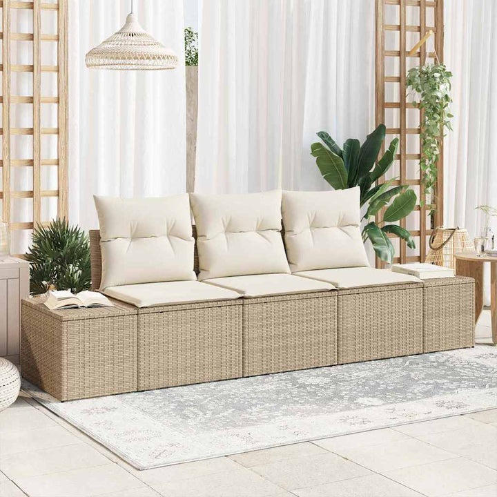 Havesofa Sæt 3 stk. Beige og creme polyrattan