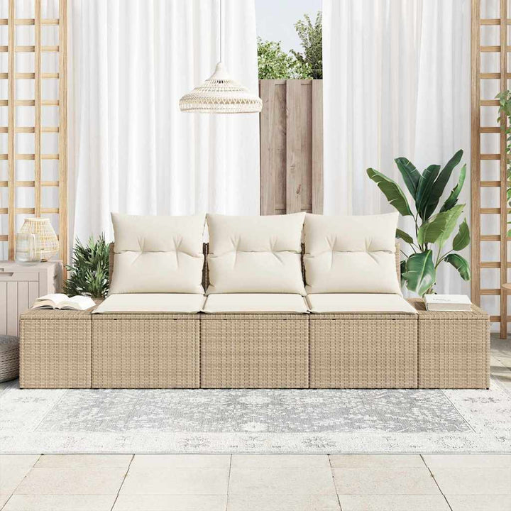 Havesofa Sæt 3 stk. Beige og creme polyrattan
