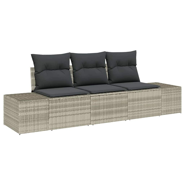 Havesofa Sæt med opbevaring 3 pcs Lysegrå polyrattan