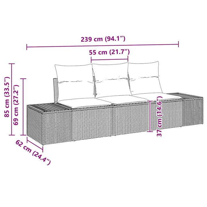 Havesofa Sæt med opbevaring 3 pcs Lysegrå polyrattan