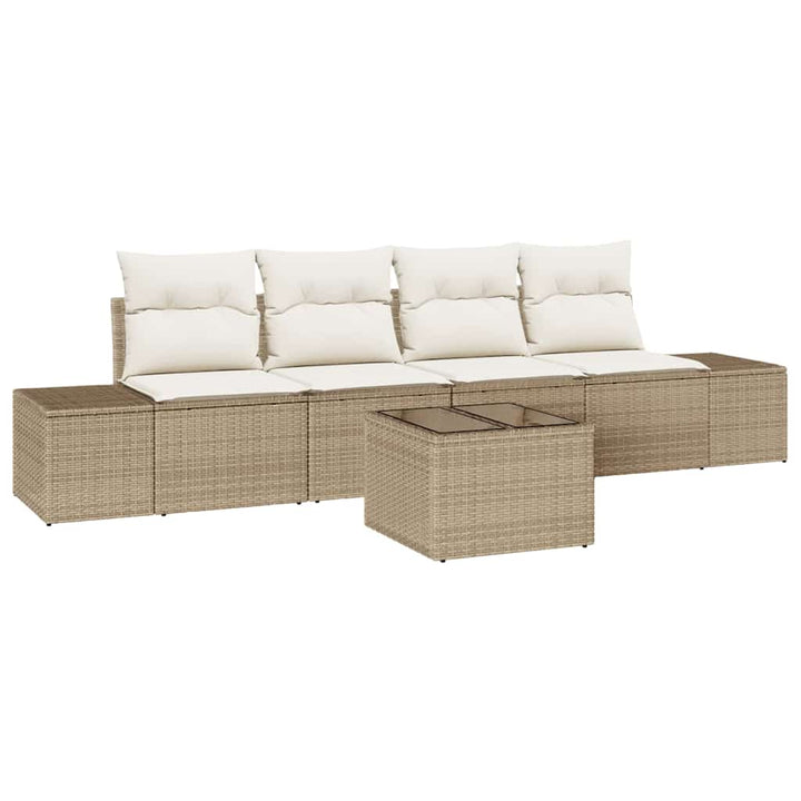 Havesofa Sæt 5 stk. Beige og creme polyrattan