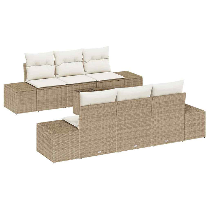 Havesofa Sæt med pude 8 pcs Beige og creme polyrattan