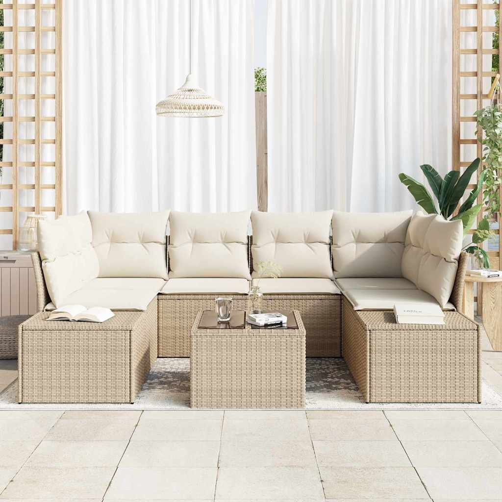Havesofa Sæt 8 stk. Beige og creme polyrattan
