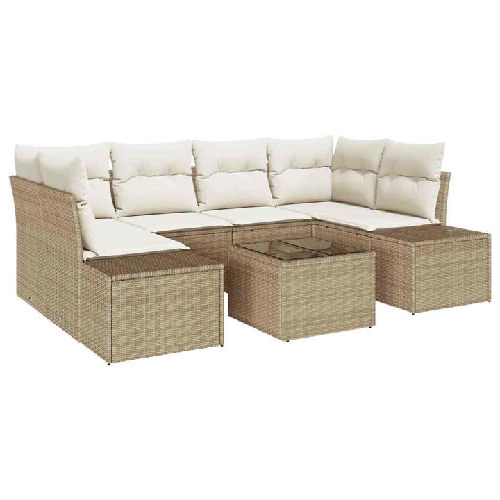 Havesofa Sæt 8 stk. Beige og creme polyrattan