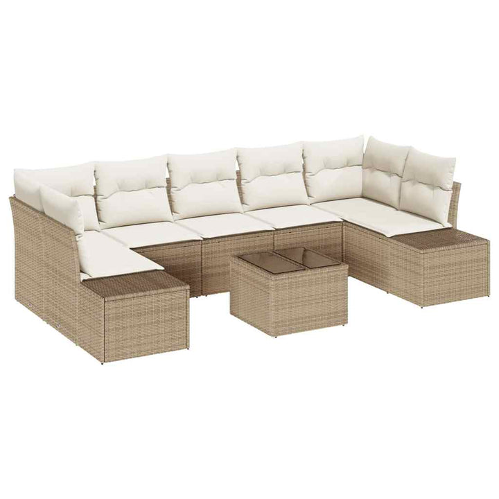 Havesofa Sæt 8 stk. Beige og creme polyrattan