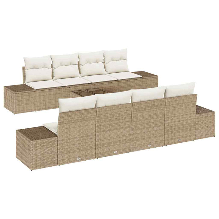 Havesofa Sæt 8 stk. Beige og creme polyrattan