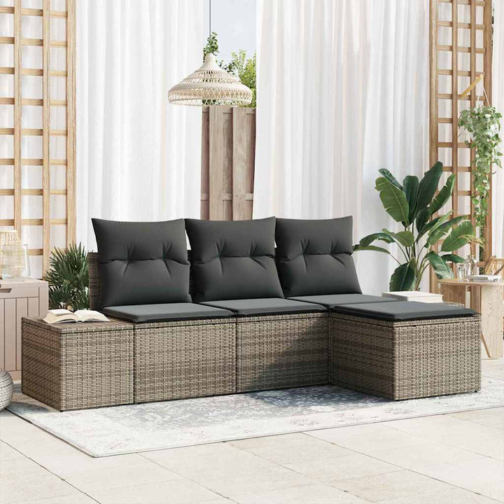 Havesofa Sæt 4 stk. Grå polyrattan