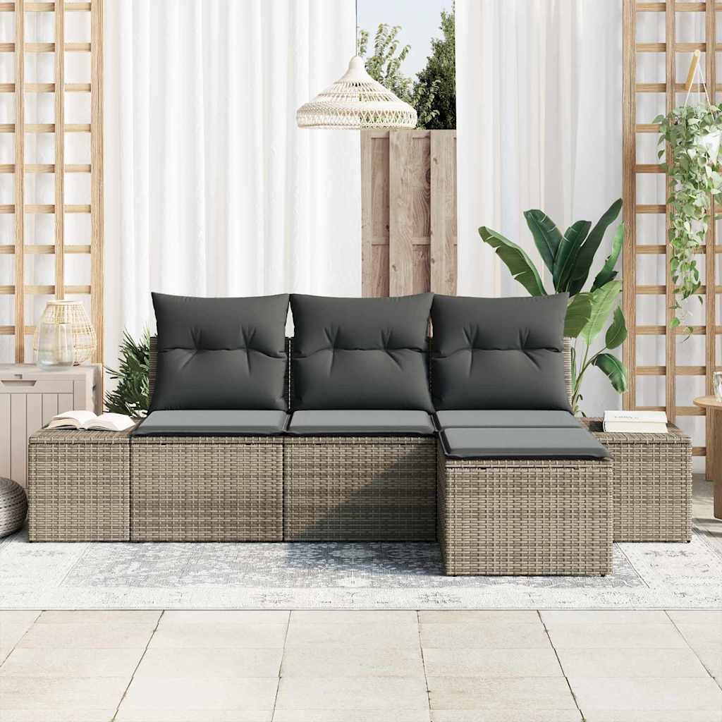 Havesofa Sæt 4 stk. Grå polyrattan