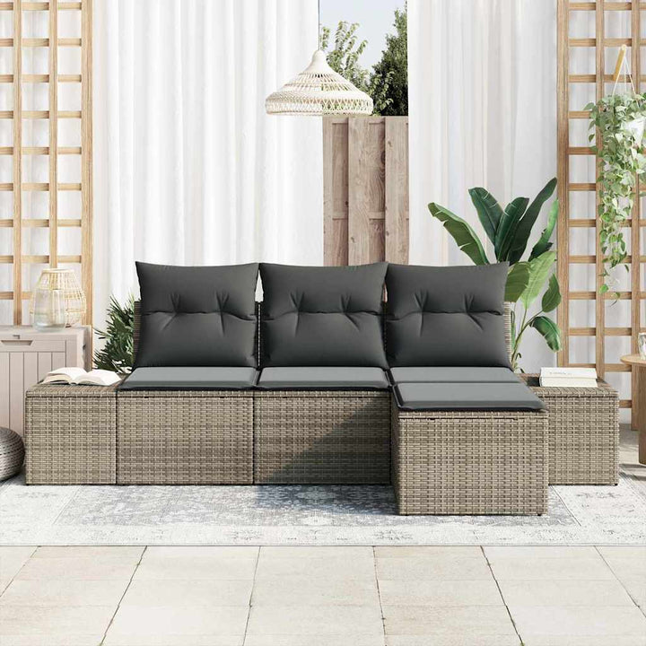 Havesofa Sæt 4 stk. Grå polyrattan