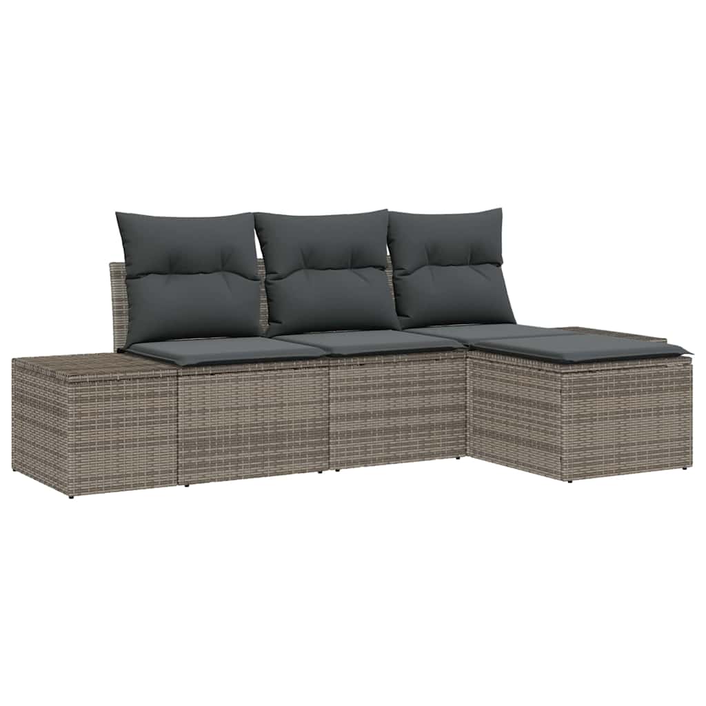 Havesofa Sæt 4 stk. Grå polyrattan