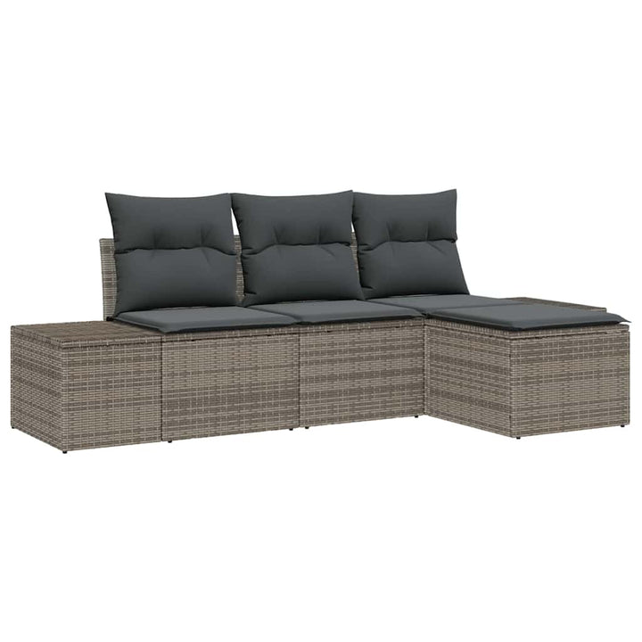 Havesofa Sæt 4 stk. Grå polyrattan
