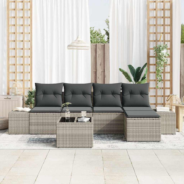 Havesofa Sæt 5 stk. Lysegrå polyrattan