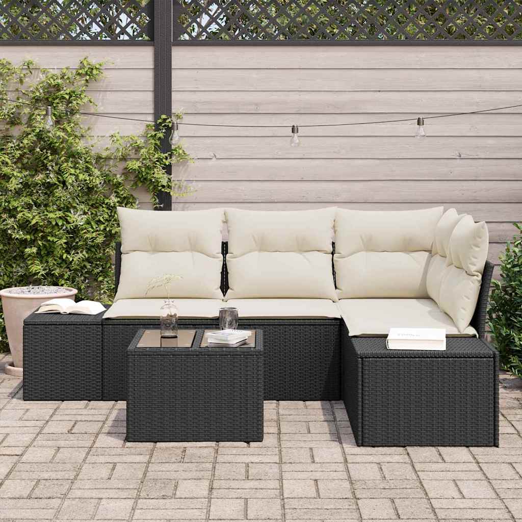 Havesofa Sæt med opbevaring Brun og Creme polyrattan