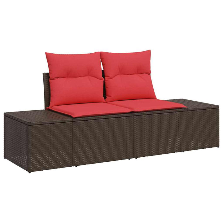 Havesofa Sæt 5 stk. Brun og Rød polyrattan