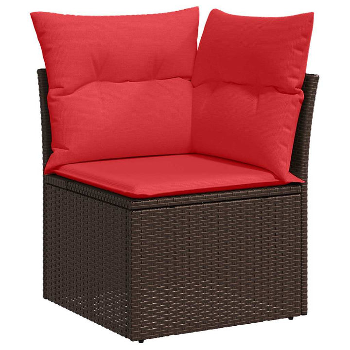 Havesofa Sæt 5 stk. Brun og Rød polyrattan