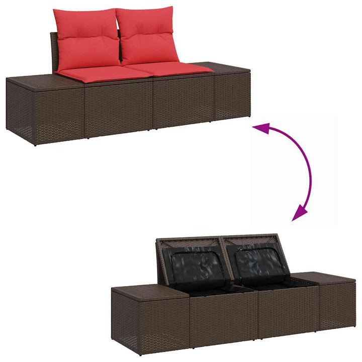 Havesofa Sæt 5 stk. Brun og Rød polyrattan