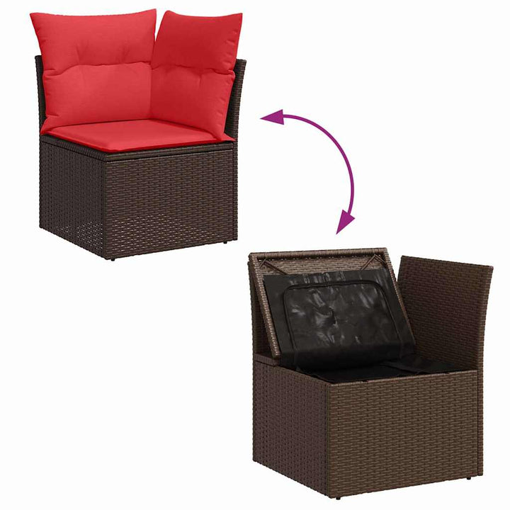 Havesofa Sæt 5 stk. Brun og Rød polyrattan