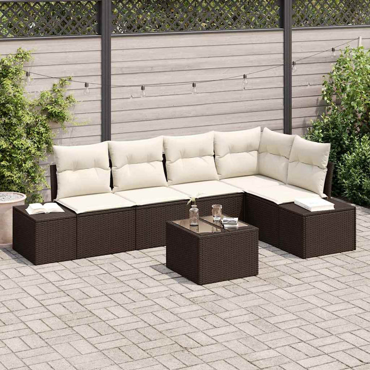 Havesofa Sæt med opbevaring Brun og Creme polyrattan