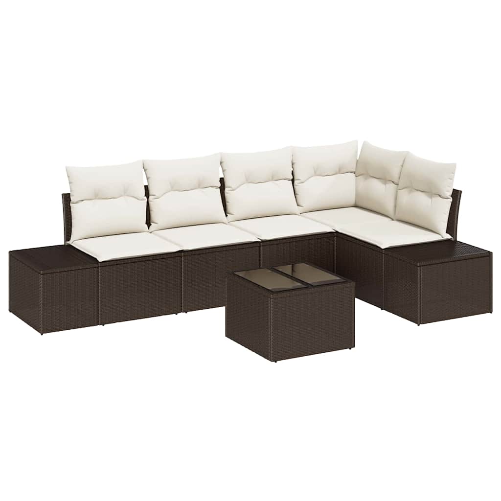 Havesofa Sæt med opbevaring Brun og Creme polyrattan