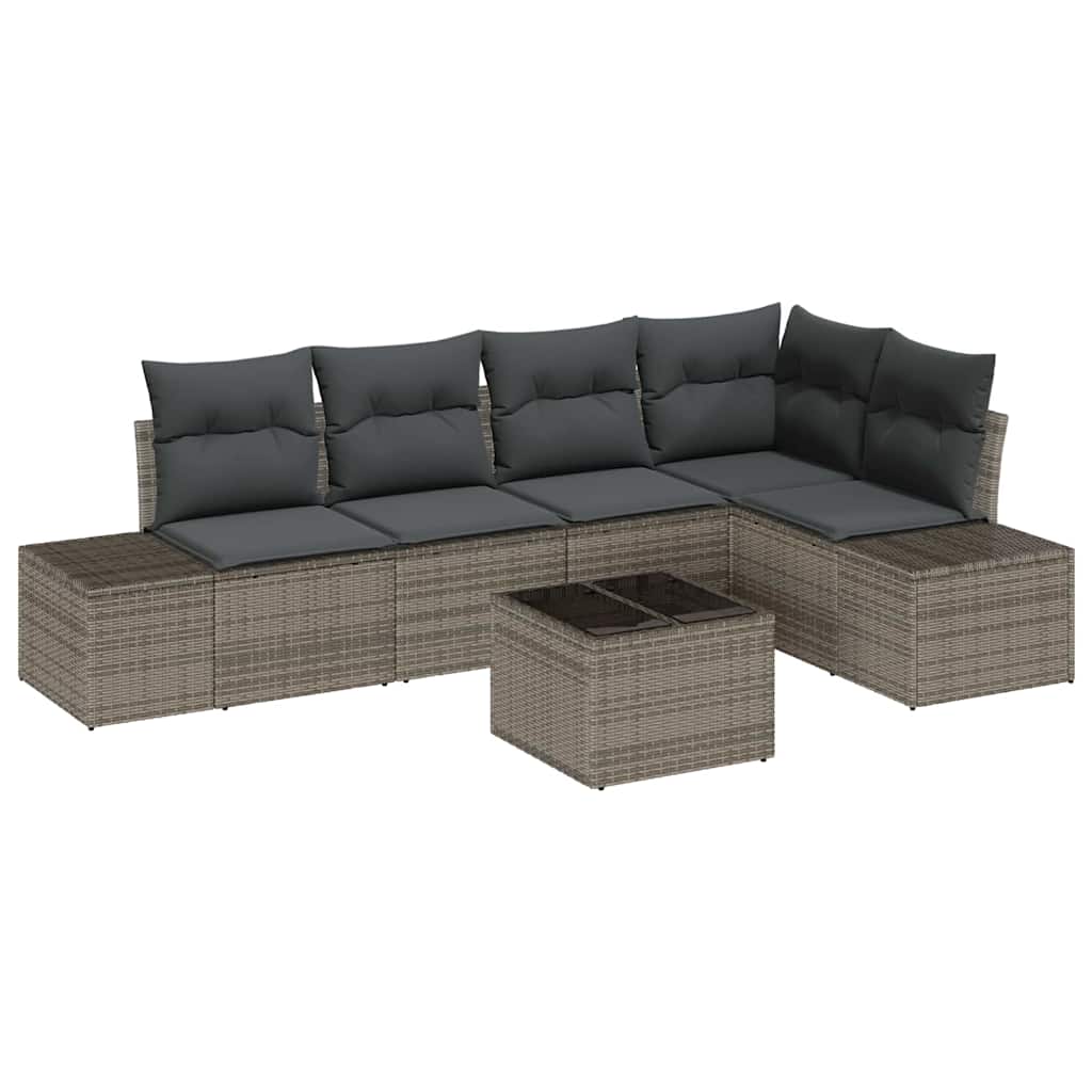 Havesofa Sæt med opbevaring Lysegrå polyrattan