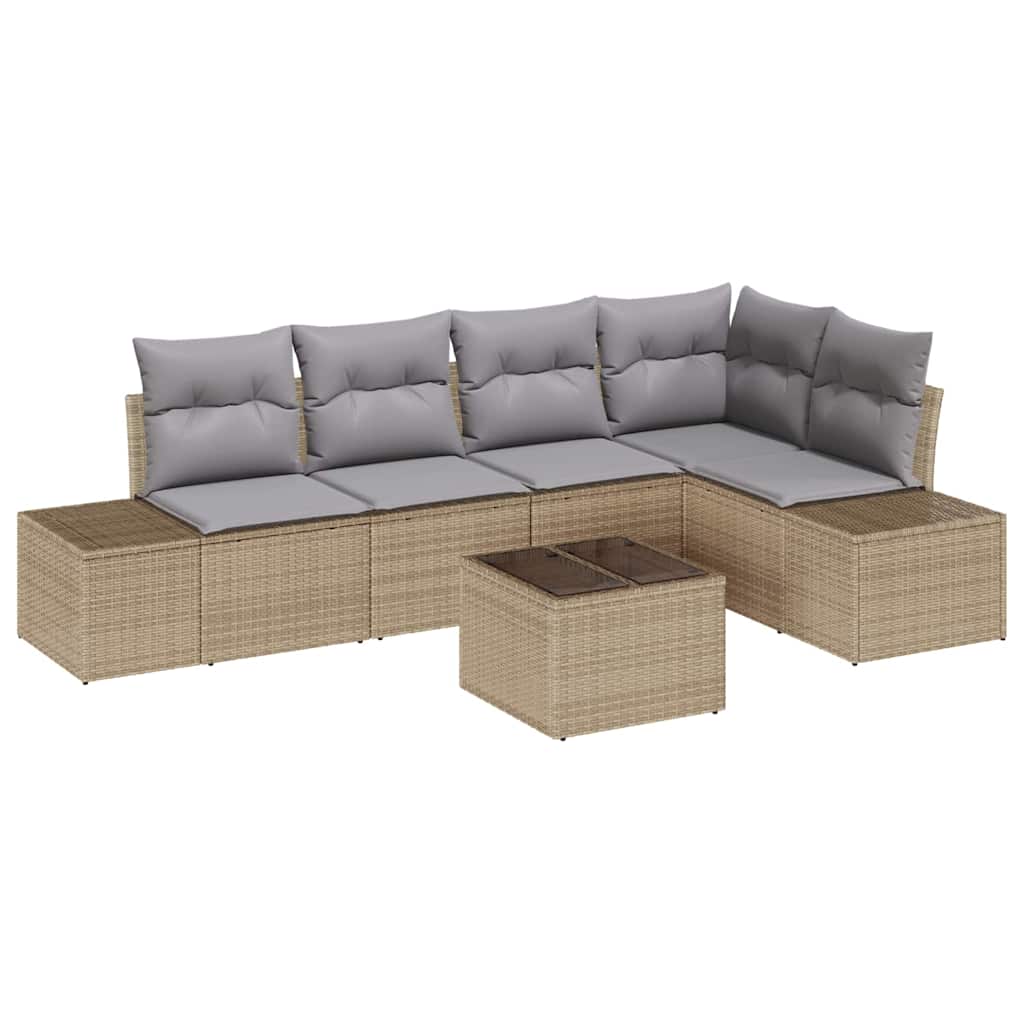 Havesofa Sæt med opbevaring Beige og lys grå polyrattan