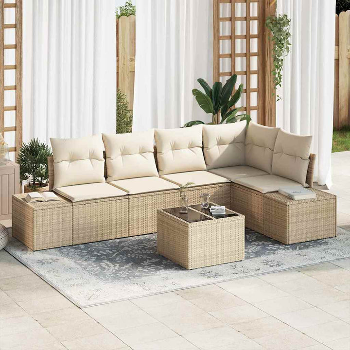 Havesofa Sæt med opbevaring Beige og creme polyrattan