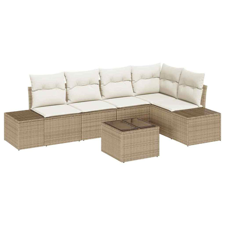 Havesofa Sæt med opbevaring Beige og creme polyrattan