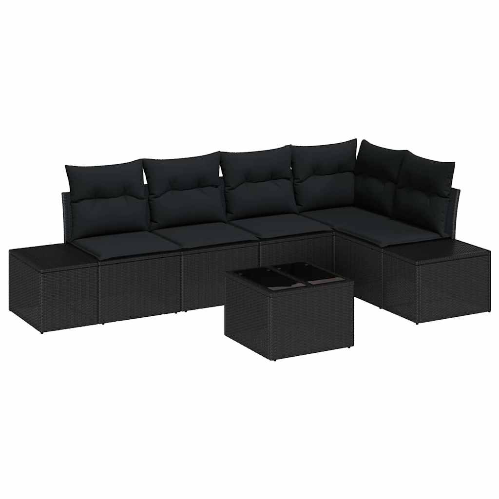 Havesofa Sæt med opbevaring Sort polyrattan