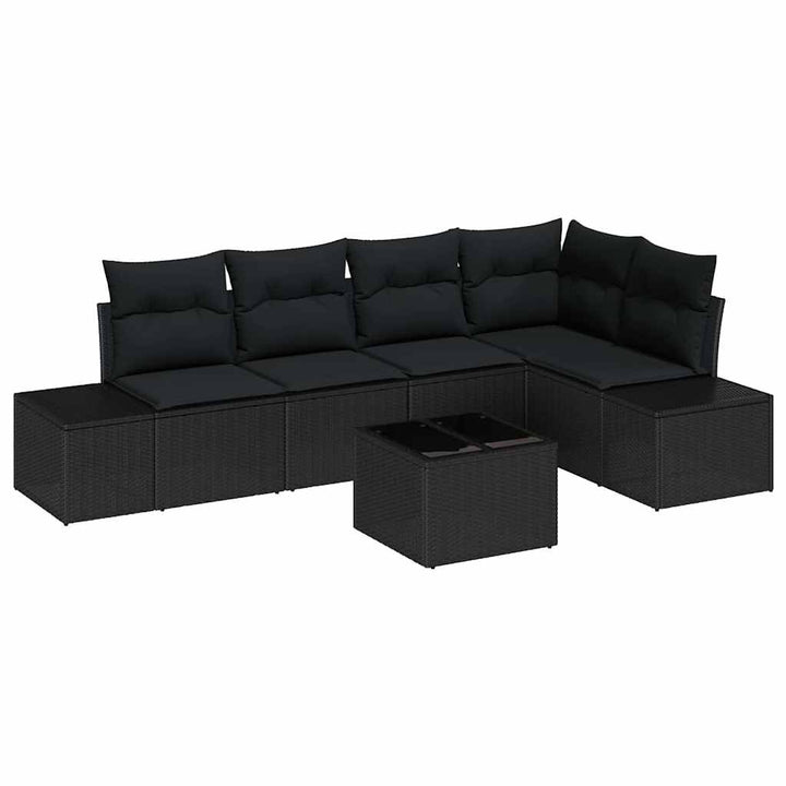 Havesofa Sæt med opbevaring Sort polyrattan